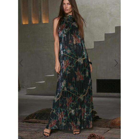 Johnny Was Evelina Metallic Maxi Dress Size XS - Picture 1 of 6